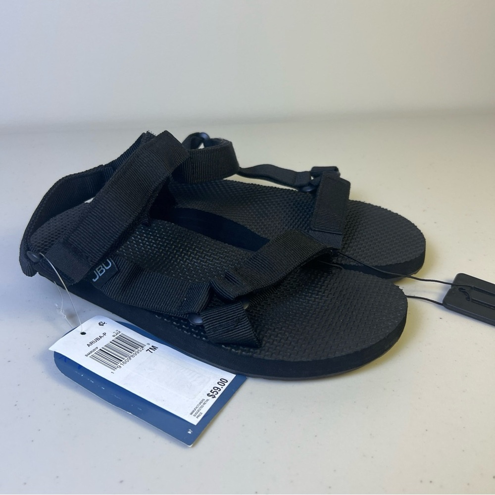JBU by‎ Jambu Womens Black Aruba Textured Adjustable Flatform Sandals Shoes NEW